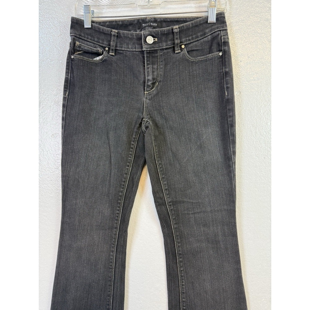 White House Black Market Womens Blanc Skinny Flare Jeans Sz 2L Black Stretch - Picture 2 of 8